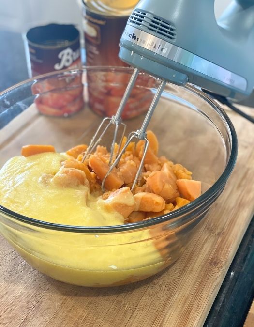 picture of sweet potato casserole ingredients before being mixed