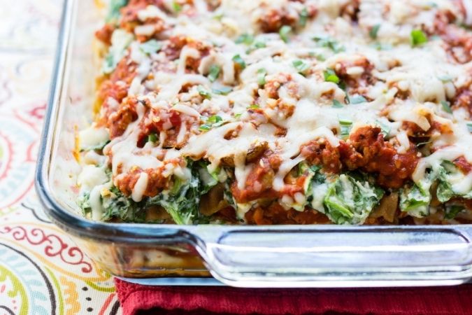 healthy turkey and spinach lasagna