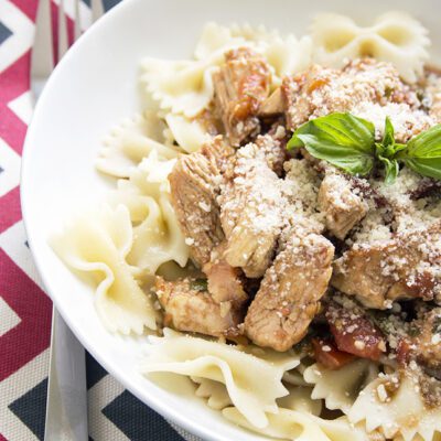 Lightened-Up Grilled Chicken Bruschetta Pasta