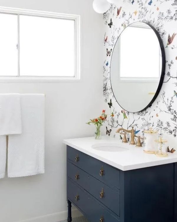 butterfly wallpaper bathroom
