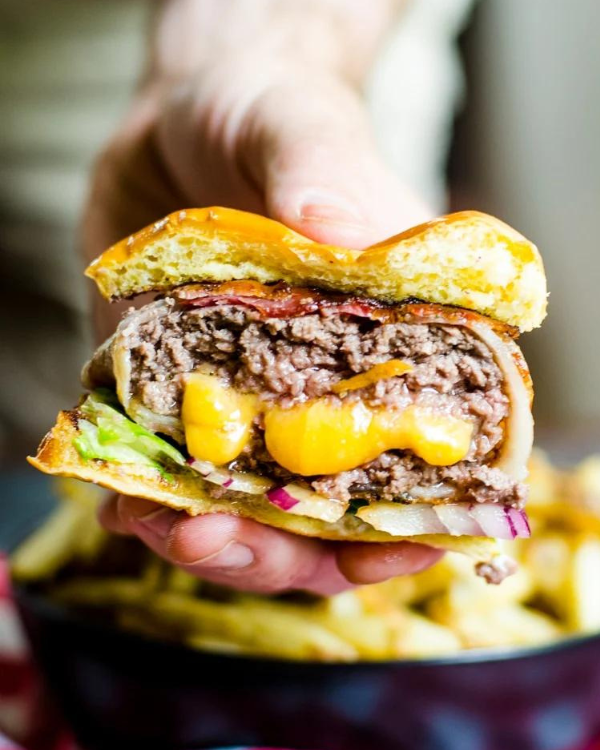 Cheese Stuffed Bacon Wrapped Burger