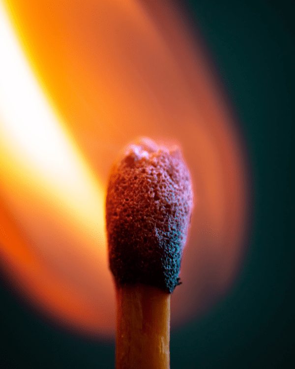 A lit match