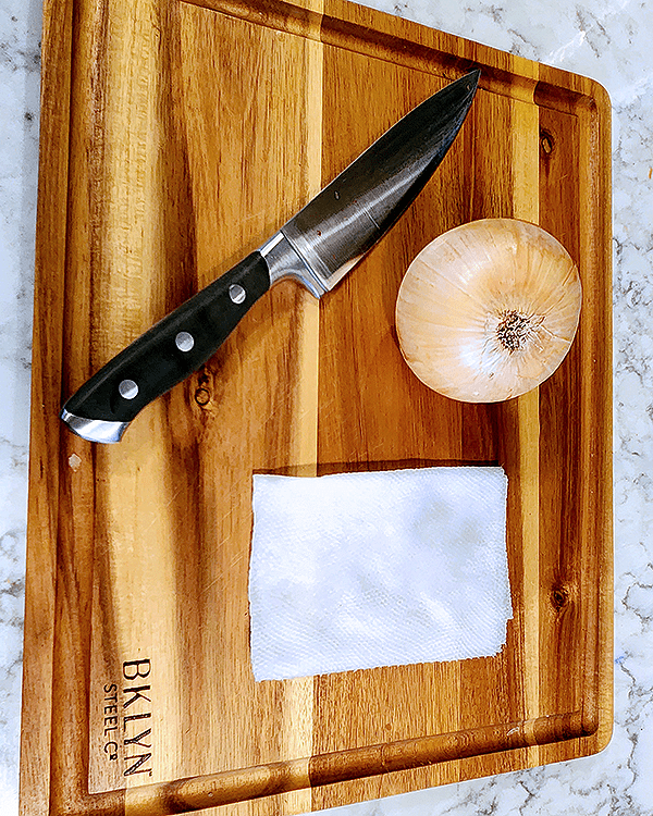 Onion Cutting Hacks Damp Paper Towel