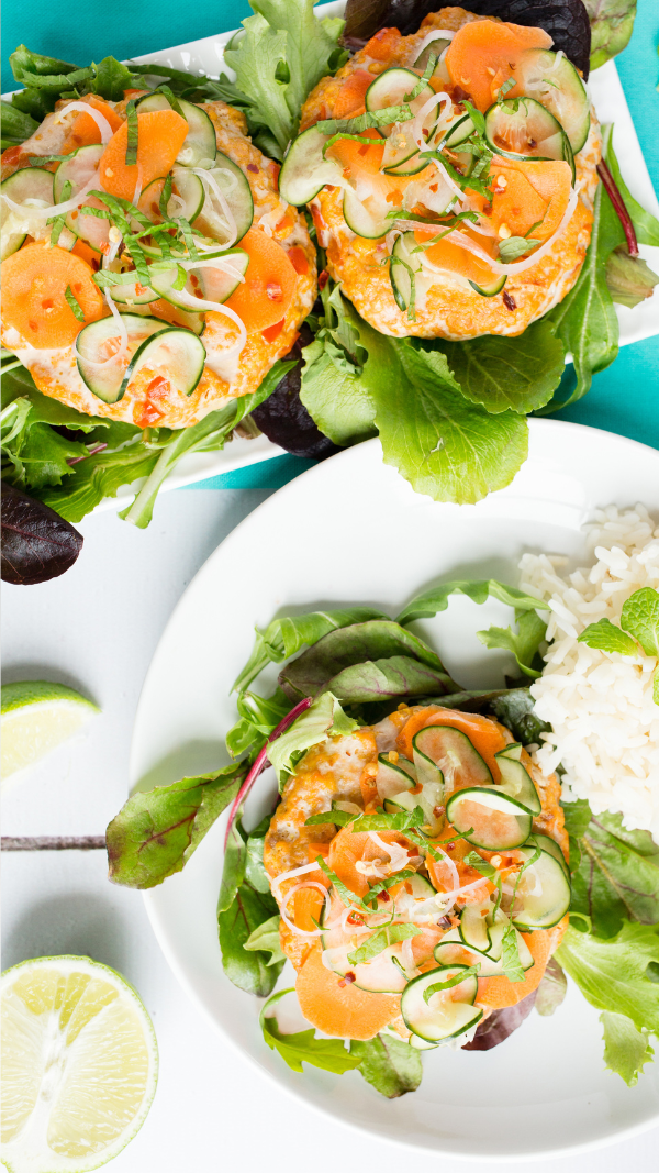 Thai Burgers with Cucumer Slaw