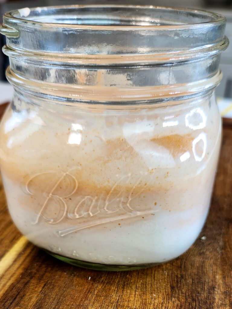 Buffalo Ranch Dressing in a mason jar