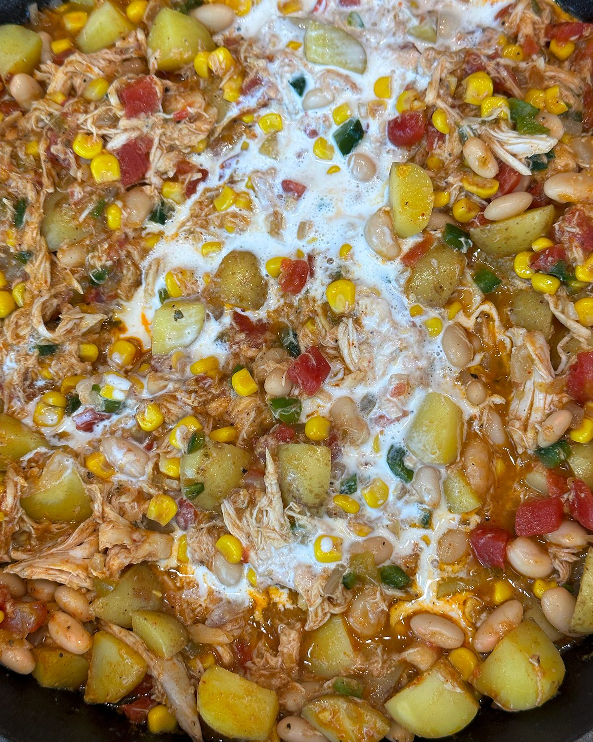 Adding Cream and Chicken Broth