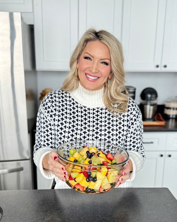 Brooke with fresh fruit salad